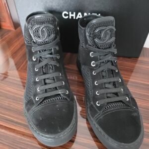 CHANEL High Top Sneakers , Suede , Mesh, $1,495